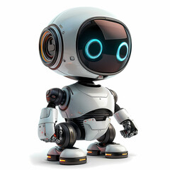 3D cute robot in white background vector image