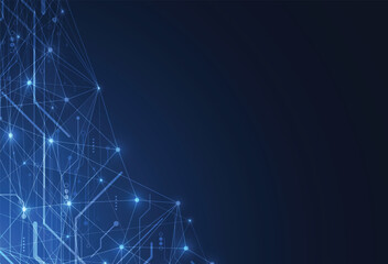 Abstract background with technology circuit board texture. Electronic motherboard illustration. Communication and engineering concept. Vector illustration