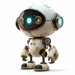 3D cute robot in white background vector image