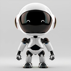 3D cute robot in white background vector image