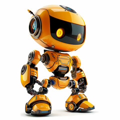 3D cute robot in white background vector image