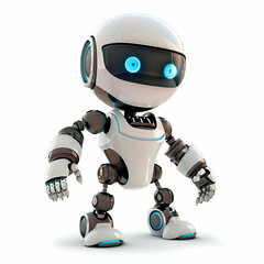 3D cute robot in white background vector image