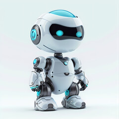 3D cute robot in white background vector image