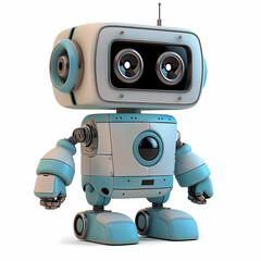 Fototapeta premium 3D cute robot in white background vector image