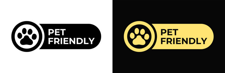 Pet friendly icon. Animal friendly vector illustration. Dogs and cats allowed emblem, badge, sign, symbol, stamp or seal. Animal paw label. © Chelpanoff
