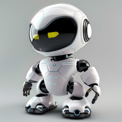 3D cute robot in white background vector image