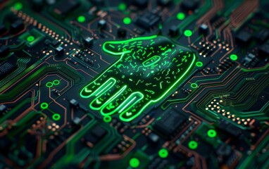 Fototapeta premium Digital Hand on Circuit Board.