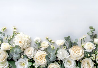White Floral Border with Copy Space.