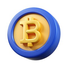 Obraz premium An electric blue coin featuring the letter B, surrounded by yellow