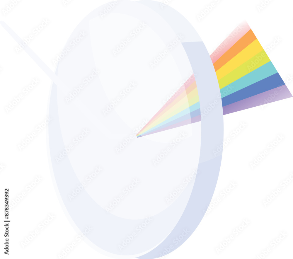 Poster light beam refracting and separating through a prism, creating a visible spectrum of colors on a whi