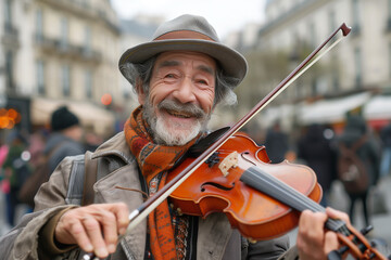 Street Violin Performer.  Generative AI.