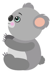 Friendly koala sitting isolated on white