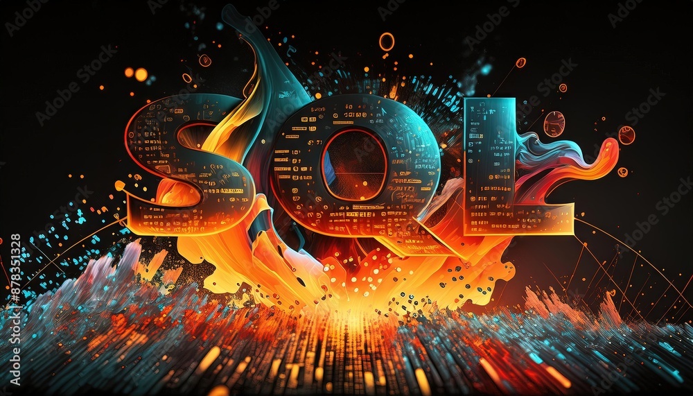 Poster artistic representation of sql database management