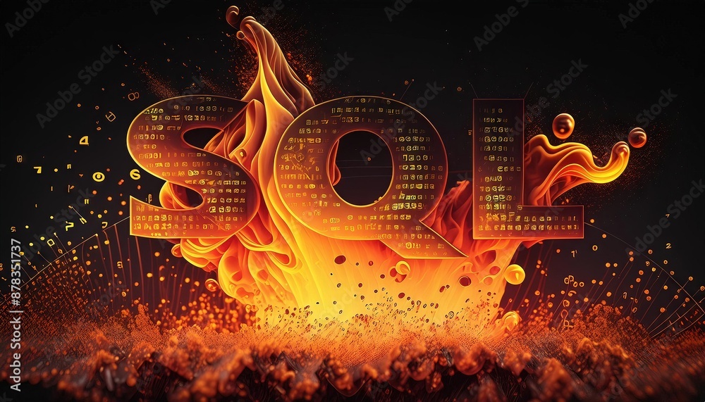 Poster explosive visual representation of sql language
