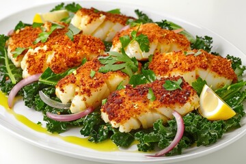 Freshness and Vitality: Vibrant Deviled Cod with Emerald-Green Greens