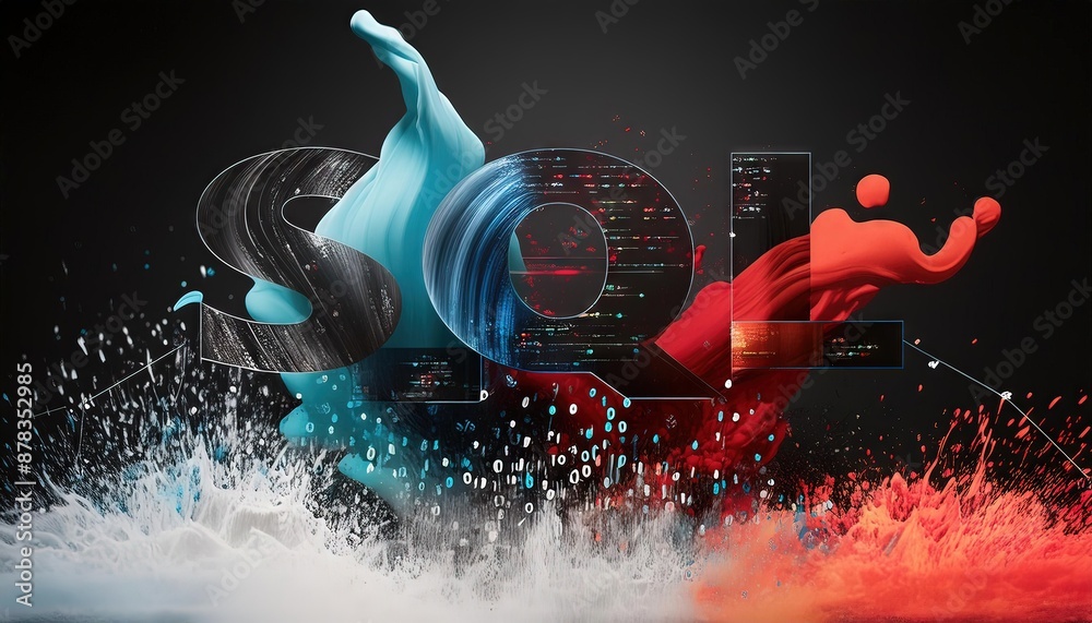 Poster sql visualized with artistic data splashes