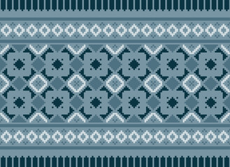 flower embroidery on cream background. ikat and cross stitch geometric seamless pattern ethnic oriental traditional. Aztec style illustration design for carpet, wallpaper, clothing, wrapping, batik.