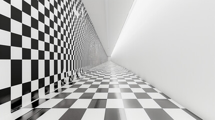 Naklejka premium White background, light black and white, perspective, mosaic, ai generative