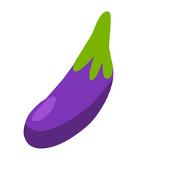 Eggplant. Purple fruit of the nightshade family. Farm products. Harvesting vegetables for the winter. Vegetarian food preparation. Vector illustration for farmers and food markets.