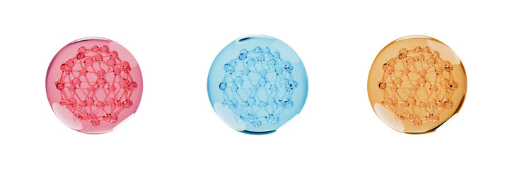 water drop molecule inside, skincare serum concept