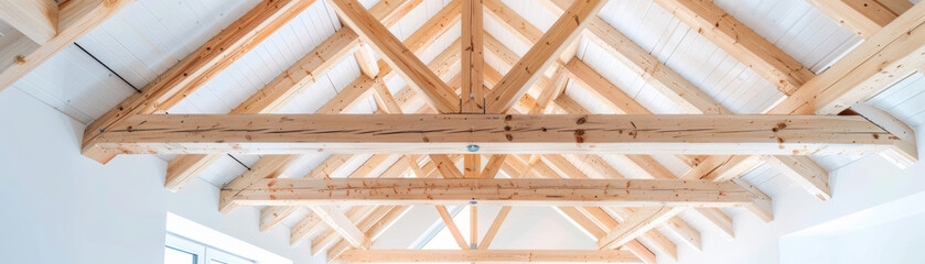 Vaulted roof with exposed rafters showcasing structural design