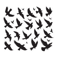 Flying birds silhouettes vector illustration