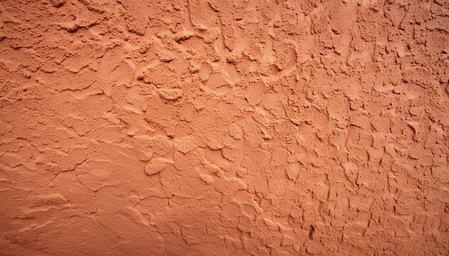 Abstract background texture of a rough, bumpy chipped terracotta wall.