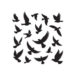 Flying birds silhouettes vector illustration