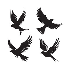 Flying birds silhouettes vector illustration