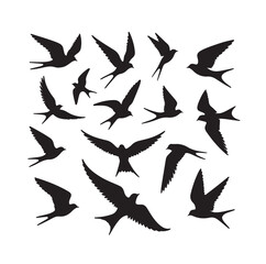 Flying birds silhouettes vector illustration