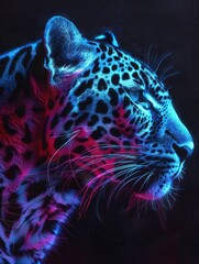 leopard neon realistic with generative ai