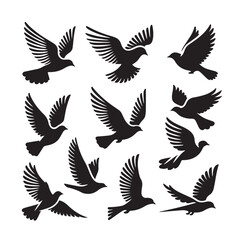 Flying birds silhouettes vector illustration