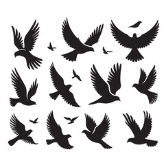 Flying birds silhouettes vector illustration