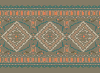 Geometric ethnic oriental seamless pattern traditional Design for background,carpet,wallpaper.clothing,wrapping,Batik fabric,Vector illustration.embroidery style - Sadu, sadou,