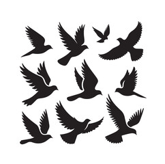 Flying birds silhouettes vector illustration