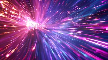 Naklejka premium Beautiful light flash and spark. Special effect speed movement lines. The magic of moving fast lines. Laser beams of light. Particle motion effect.