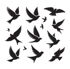 Flying birds silhouettes vector illustration