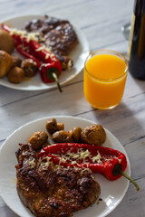 grilled meat with vegetables