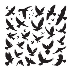 Flying birds silhouettes vector illustration
