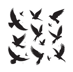 Flying birds silhouettes vector illustration