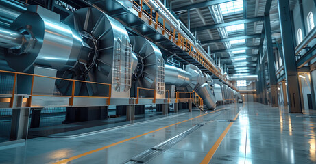 Fototapeta premium A modern industrial factory with blowers. Generative AI.