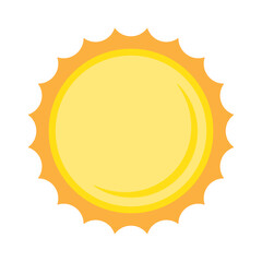 Sun icon in flat style, simple yellow sun.