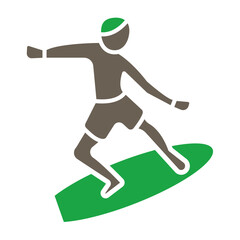 Surfing Glyph Two Color Icon