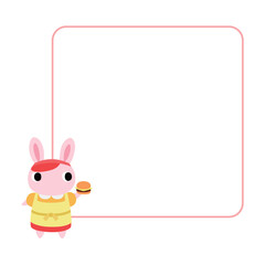 ハンバーガーショップ店員のウサギ　フレーム付