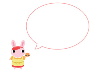 ハンバーガーショップ店員のウサギ　吹き出し付