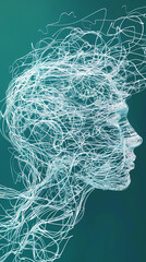 Intricate AI humanoid robot head