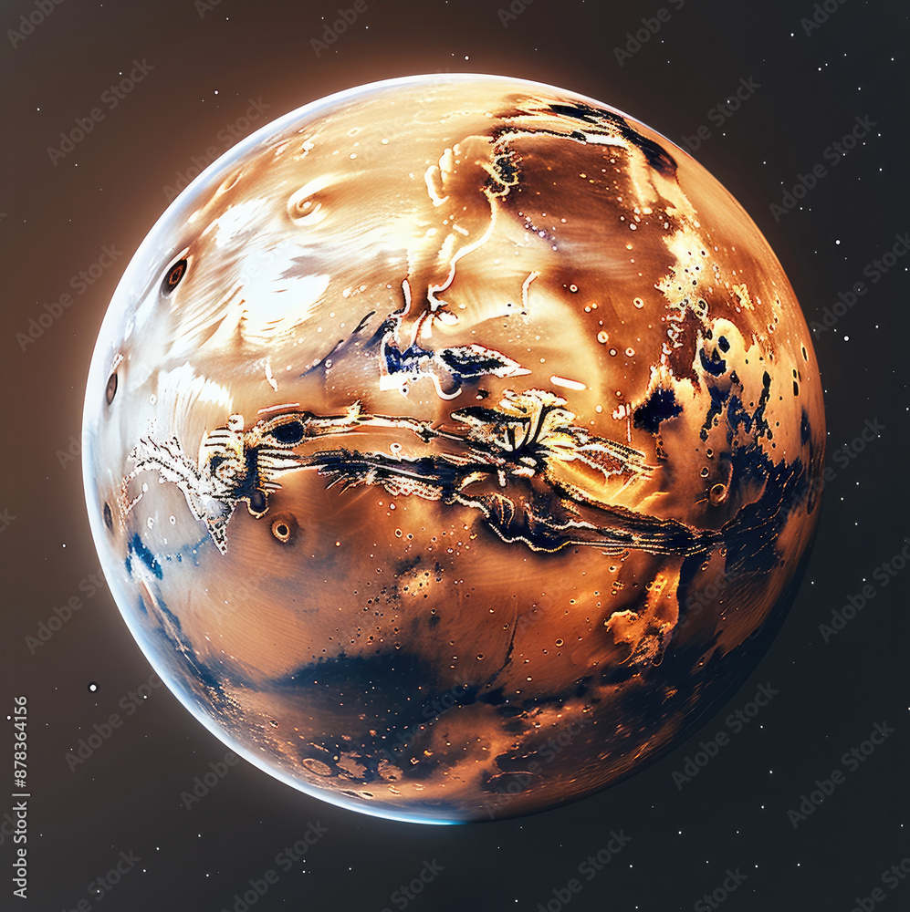 Aufkleber Mars in space. Generative AI.