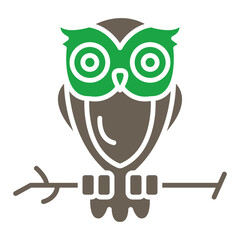 Owl Glyph Two Color Icon