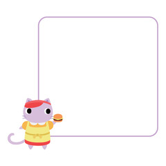 ハンバーガーショップ店員のネコ　フレーム付