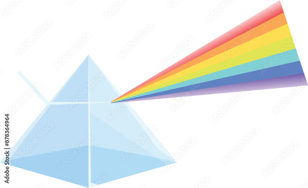 Poster light beam refracting through triangular prism creating rainbow spectrum
